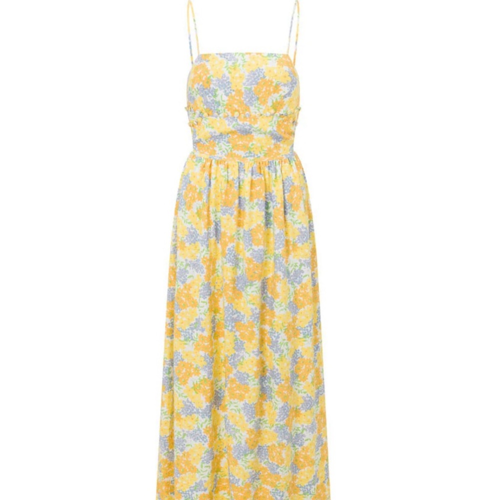 Sabo Skirt Yellow and Blue Pleated Maxi Sundress